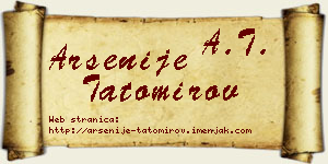 Arsenije Tatomirov vizit kartica